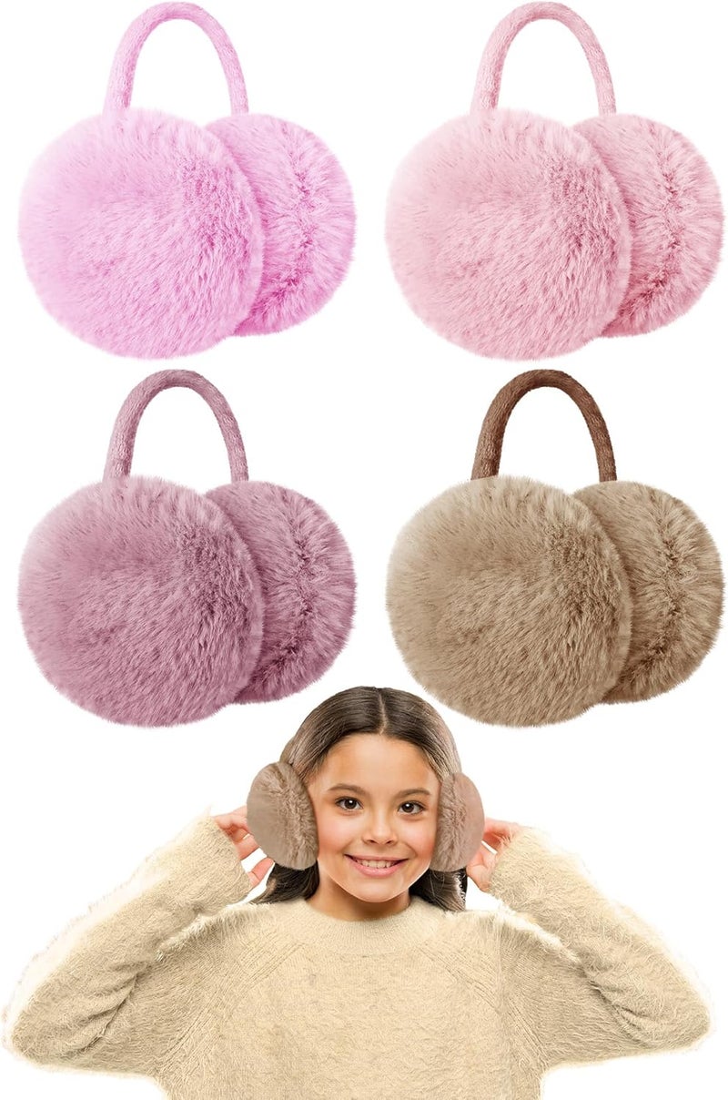 Fourluoo 4 Pcs Warm Ear Muffs Winter Earmuffs Cute Ear Covers for Kids teenager Outdoor Activities Warmth - Image 1